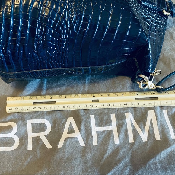 Brahmin Duxbury Crossbody Satchel. Cobalt Blue Melbourn, Croc-Embossed. - Picture 5 of 16